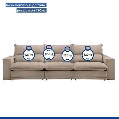 Sofá 4 Lugares Martinho Retrátil Boucle Bege  - Celflex