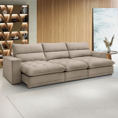 Sofá 4 Lugares Martinho Retrátil Boucle Bege  - Celflex