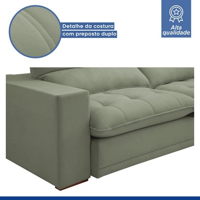 Sofá 4 Lugares Martinho Retrátil Boucle Verde - Celflex