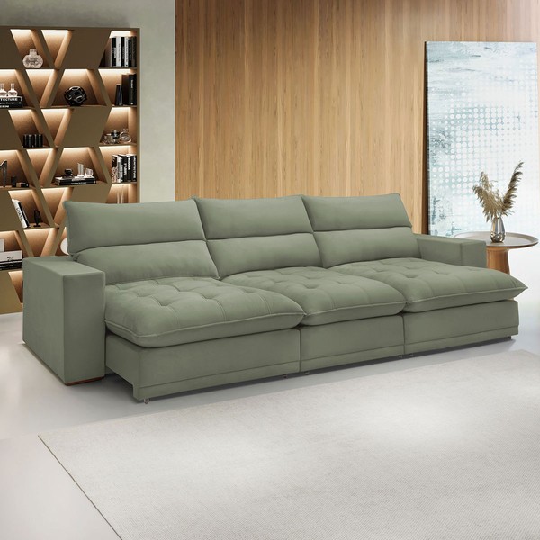 Sofá 4 Lugares Martinho Retrátil Boucle Verde - Celflex