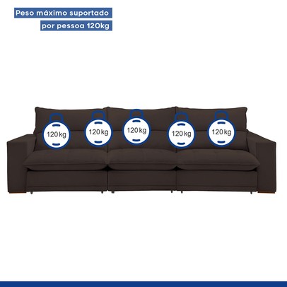 Sofá 5 Lugares Martinho Retrátil 20587 Veludo Marrom  - Celflex