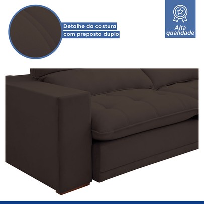 Sofá 5 Lugares Martinho Retrátil 20587 Veludo Marrom  - Celflex