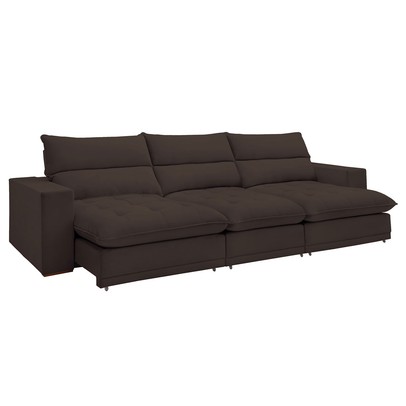 Sofá 5 Lugares Martinho Retrátil 20587 Veludo Marrom  - Celflex