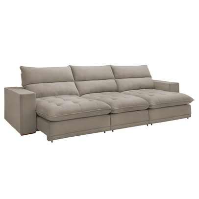 Sofá 5 Lugares Martinho Retrátil 20587 Veludo Bege Claro  - Celflex