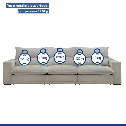 Sofá 5 Lugares Martinho Retrátil 20587 Boucle Gelo - Celflex