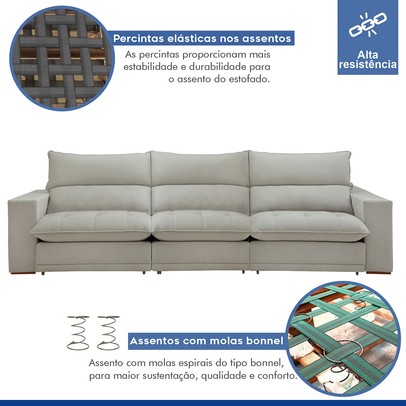 Sofá 5 Lugares Martinho Retrátil 20587 Boucle Gelo - Celflex