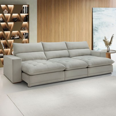 Sofá 5 Lugares Martinho Retrátil 20587 Boucle Gelo - Celflex