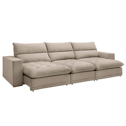 Sofá 5 Lugares Martinho Retrátil 20587 Boucle Bege  - Celflex