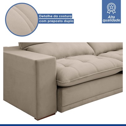 Sofá 5 Lugares Martinho Retrátil 20587 Boucle Bege  - Celflex