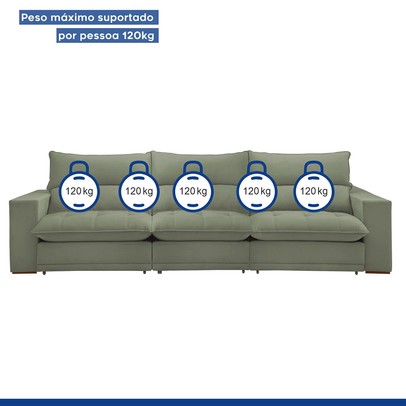 Sofá Retrátil e Reclinável Martinho 350cm Boucle Verde - Celflex