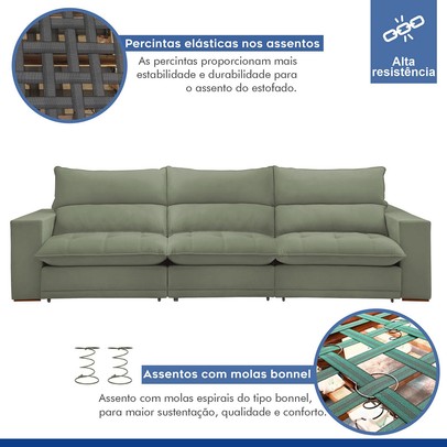 Sofá Retrátil e Reclinável Martinho 350cm Boucle Verde - Celflex