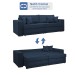 Sofá Cama 3 Lugares Noel Retrátil 20591 Veludo Azul  - Celflex