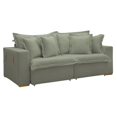 Sofá Cama 3 Lugares Arizona Retrátil 20735 Boucle Verde - Celflex