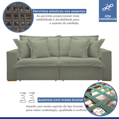 Sofá Cama 3 Lugares Arizona Retrátil 20735 Boucle Verde - Celflex