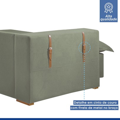 Sofá Cama 3 Lugares Arizona Retrátil 20735 Boucle Verde - Celflex