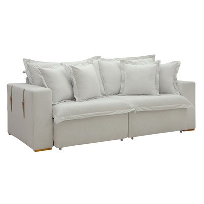 Sofá Cama 3 Lugares Arizona Retrátil Boucle Gelo - Celflex