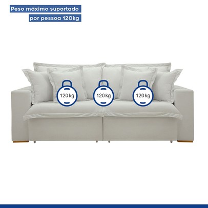 Sofá Cama 3 Lugares Arizona Retrátil Boucle Gelo - Celflex
