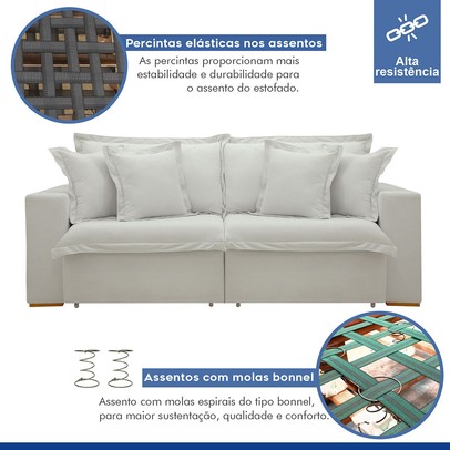 Sofá Cama 3 Lugares Arizona Retrátil Boucle Gelo - Celflex