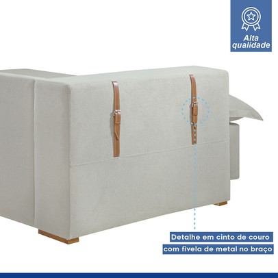 Sofá Cama 3 Lugares Arizona Retrátil Boucle Gelo - Celflex