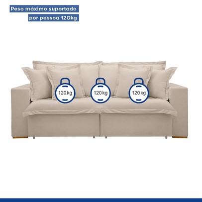 Sofá Cama 3 Lugares Arizona Retrátil Boucle Bege - Celflex