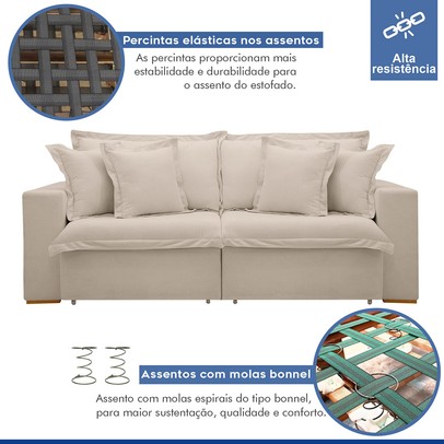 Sofá Cama 3 Lugares Arizona Retrátil Boucle Bege - Celflex