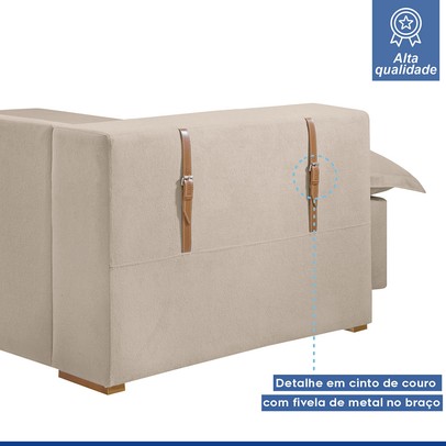 Sofá Cama 3 Lugares Arizona Retrátil Boucle Bege - Celflex