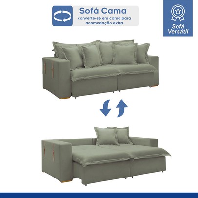 Sofá Cama 3 Lugares Arizona Retrátil Boucle Verde - Celflex