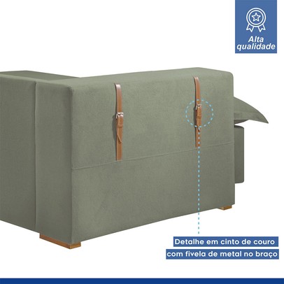 Sofá Cama 3 Lugares Arizona Retrátil Boucle Verde - Celflex