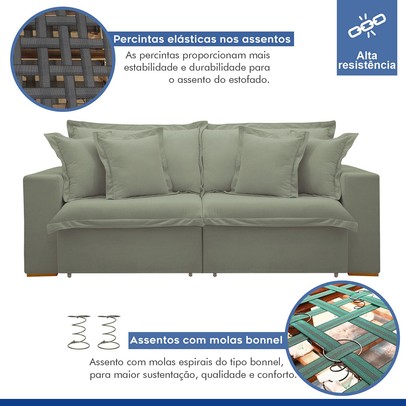 Sofá Cama 3 Lugares Arizona Retrátil Boucle Verde - Celflex