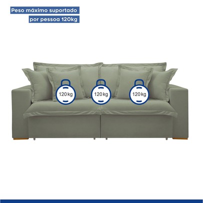 Sofá Cama 3 Lugares Arizona Retrátil Boucle Verde - Celflex