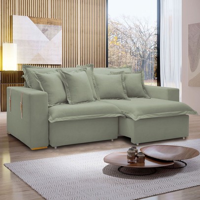 Sofá Cama 3 Lugares Arizona Retrátil Boucle Verde - Celflex