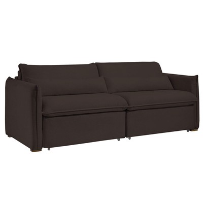 Sofá Cama 3 Lugares Aurora Retrátil Veludo Marrom - Celflex