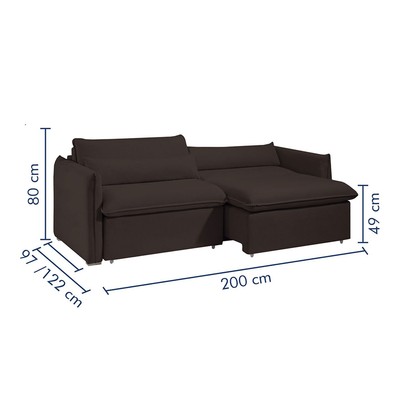 Sofá Cama 3 Lugares Aurora Retrátil Veludo Marrom - Celflex