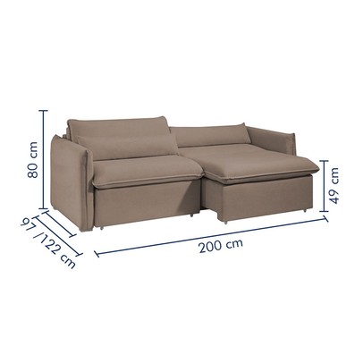 Sofá Cama 3 Lugares Aurora Retrátil Veludo Bege Escuro - Celflex