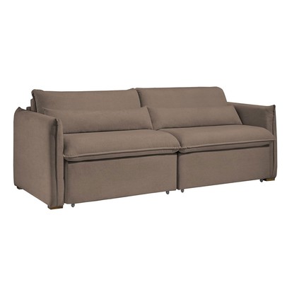 Sofá Cama 3 Lugares Aurora Retrátil Veludo Bege Escuro - Celflex