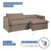 Sofá Cama 3 Lugares Aurora Retrátil Veludo Bege Escuro - Celflex