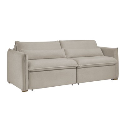 Sofá Cama 3 Lugares Aurora Retrátil Veludo Bege Claro - Celflex