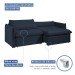 Sofá Cama 3 Lugares Aurora Retrátil Veludo Azul - Celflex