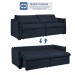 Sofá Cama 3 Lugares Aurora Retrátil Veludo Azul - Celflex