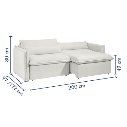 Sofá Cama 3 Lugares Aurora Retrátil Boucle Gelo - Celflex