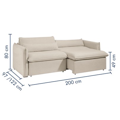 Sofá Cama 3 Lugares Aurora Retrátil Boucle Bege - Celflex