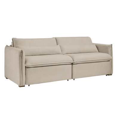 Sofá Cama 3 Lugares Aurora Retrátil Boucle Bege - Celflex