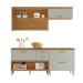 Cozinha Compacta Princesa 4 Portas 3 Gavetas Ripado 100% Mdf Freijó/Offwhite - Nesher