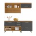 Cozinha Compacta Princesa 4 Portas 3 Gavetas Ripado 100% Mdf Freijó/Grafite - Nesher