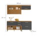 Cozinha Compacta Princesa 4 Portas 3 Gavetas Ripado 100% Mdf Freijó/Grafite - Nesher