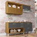 Cozinha Compacta Princesa 4 Portas 3 Gavetas Ripado 100% Mdf Freijó/Grafite - Nesher