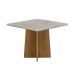 Mesa de Madeira Jade com Vidro Cinamomo/Off White - Valdemóveis