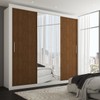 Guarda-Roupa Casal Hamburgo 3 Portas 4 Gavetas com Espelho Branco /Cinamomo - Panorama Móveis