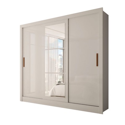 Guarda-Roupa Casal Sophia 3 Portas 3 Gavetas com Espelho Branco - Panorama Móveis