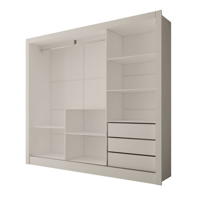 Guarda-Roupa Casal Sophia 3 Portas 3 Gavetas com Espelho Branco - Panorama Móveis